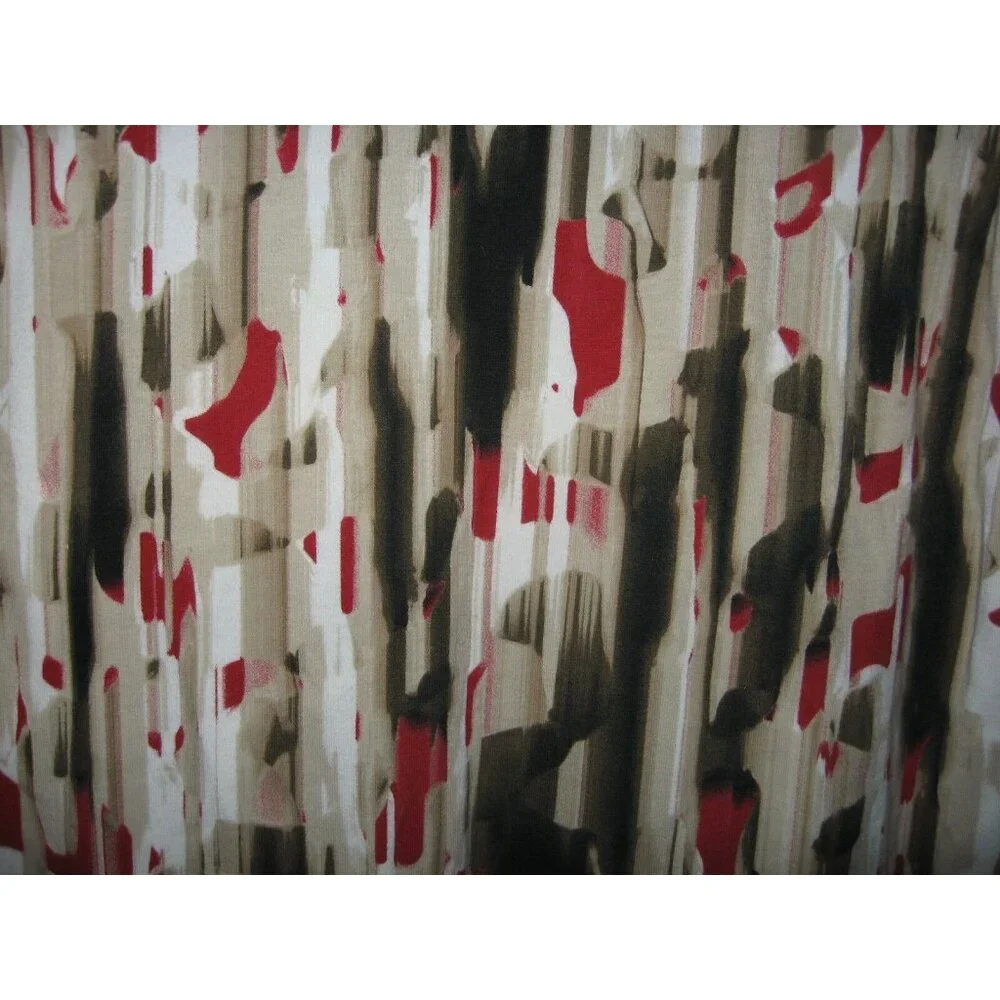 Chico's White Black Red Tan Paint Streaked 3/4 Sleeve Top 0 S 4
